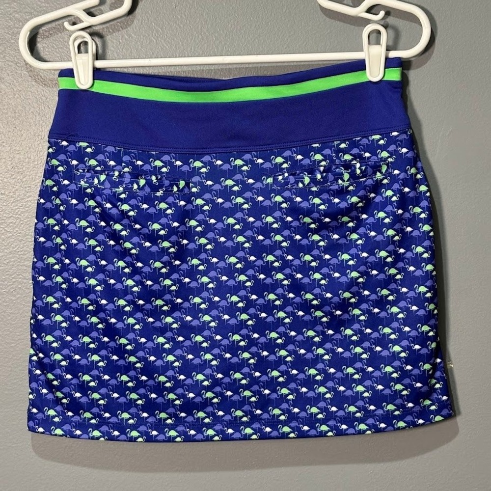 PGA Tour Skort Womens XS Blue Polyester Flamingo Golf Tennis Athletic Skirt Mini - Picture 3 of 7